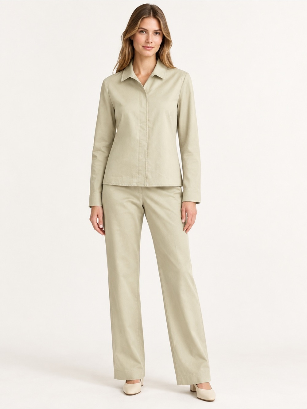 Banana Republic Stretch 2-Piece Suit Cream Tailored Workwear Size 6top 2 pant
